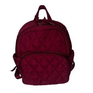 Vera Bradley Plum Colored Quilted Backpack Purse with Floral Lining